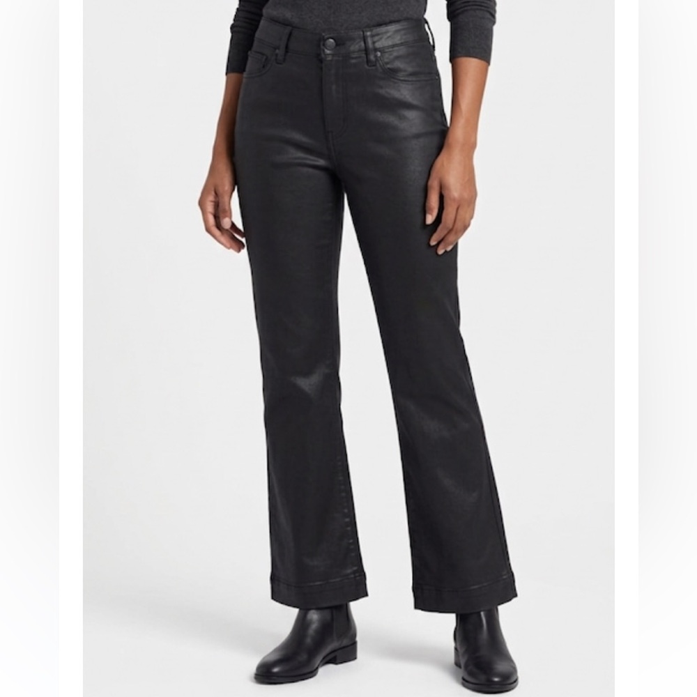 Nine West Kick Flare Coated Black Jeans